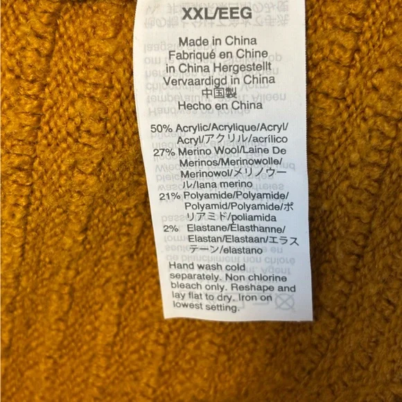 Madewell Belmont Mock Neck Sweater Golden Harvest XXL - Wool Blend Chunky Knit - Picture 7 of 10